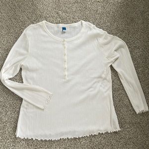 Old Navy Cream/White Ribbed Long Sleeve Shirt